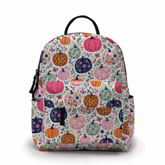 Mini Backpack - Halloween Fall - Floral Pumpkins