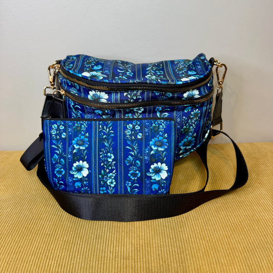 Bundled Set - Roni & Pouch - Blue Floral Stripe
