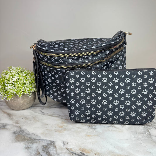 Bundled Set - Roni & Pouch - Black & Grey Paw