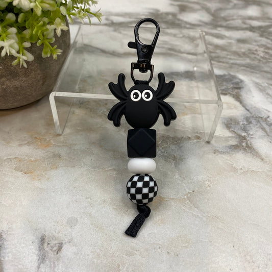 Keychain - Silicone Bead - Black Spider Halloween