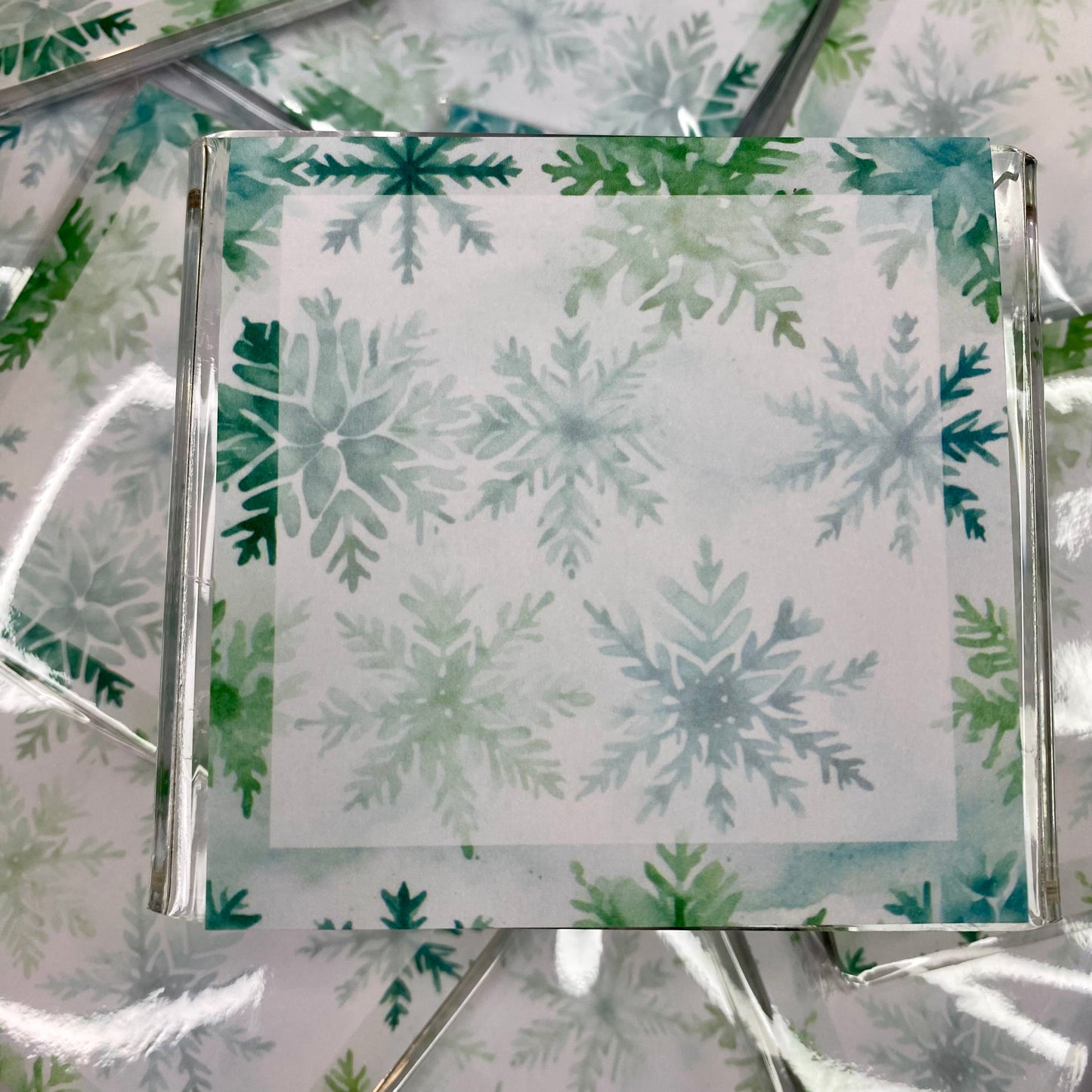 The Sticky Note Collection - Christmas Green Teal Snowflakes