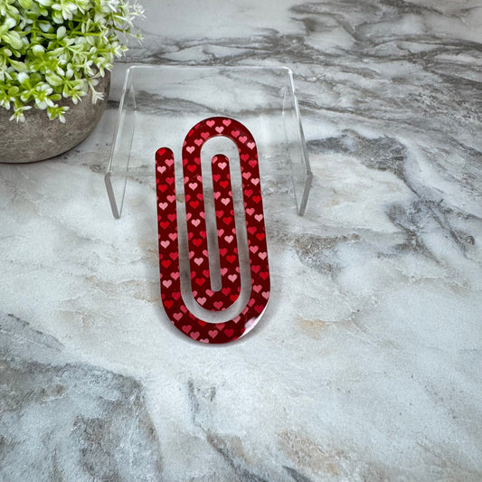 Jumbo Paperclip - Red Hearts