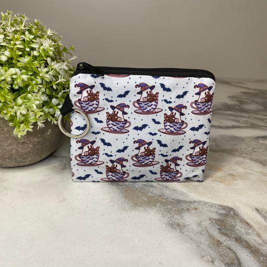 Mini Pouch - Halloween Fall - Ghost Book Tea Cup