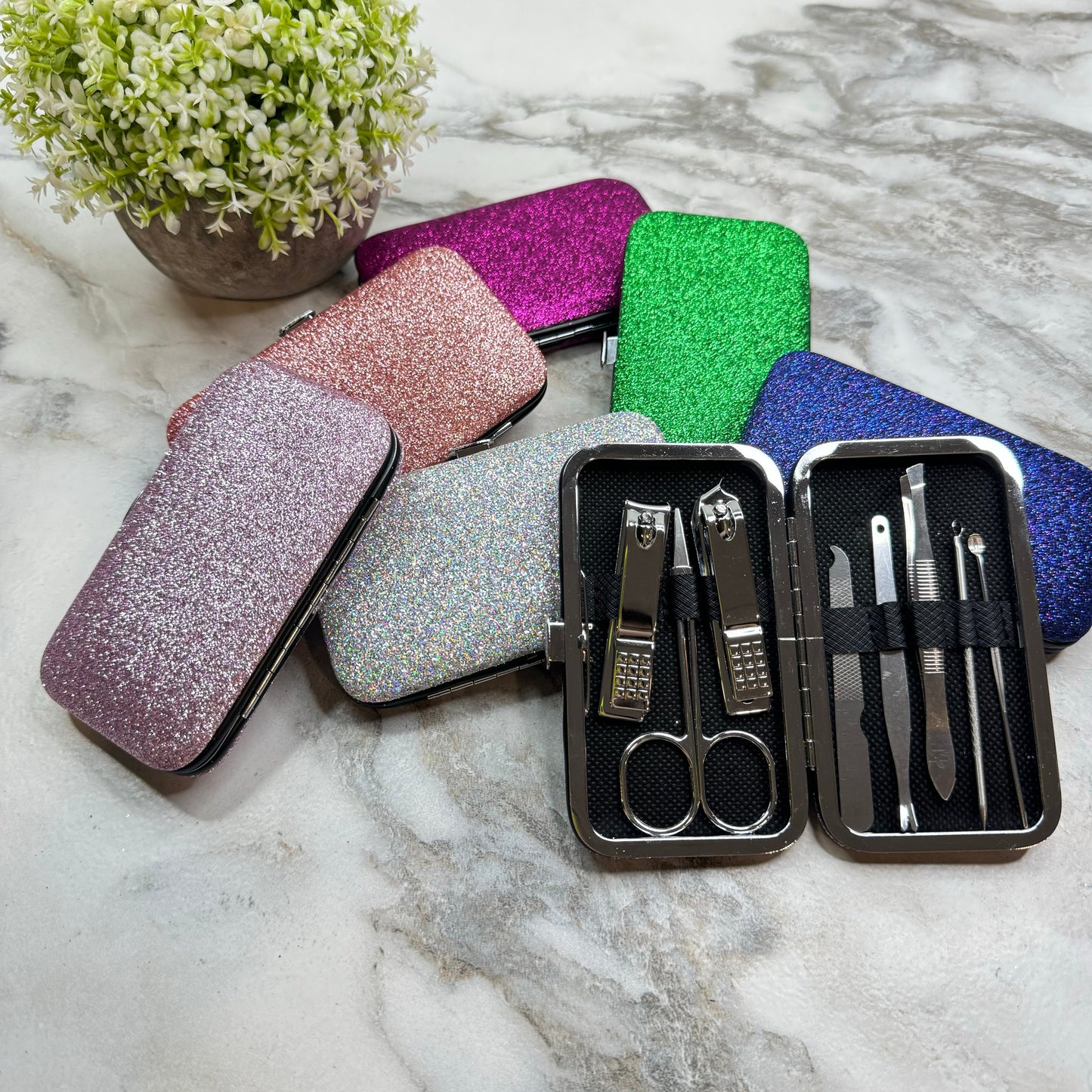 Manicure Nail Case & Set - Glitter #2