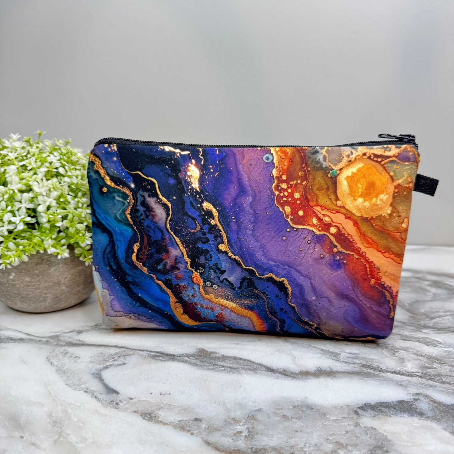 Pouch - Teal Orange Marble